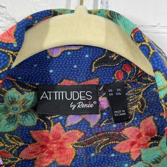 Attitudes by Renee Cardigan Tank Top 2 Pc Women Plus 3X Floral Knit Mesh Cover - Picture 7 of 16